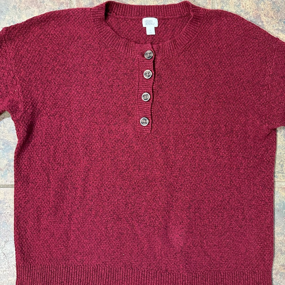 maroon Stars Above long sleeve women’s sweater - Picture 2 of 6